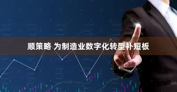 顺策略 为制造业数字化转型补短板